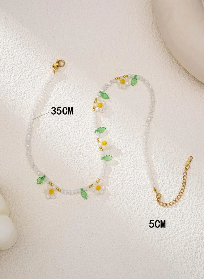 Take Two  Flower and Leaf Glass Beaded Necklace for Women | Best Price UAE