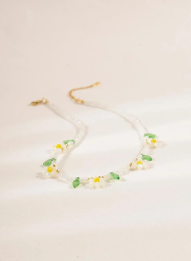 Take Two  Flower and Leaf Glass Beaded Necklace for Women | Best Price UAE