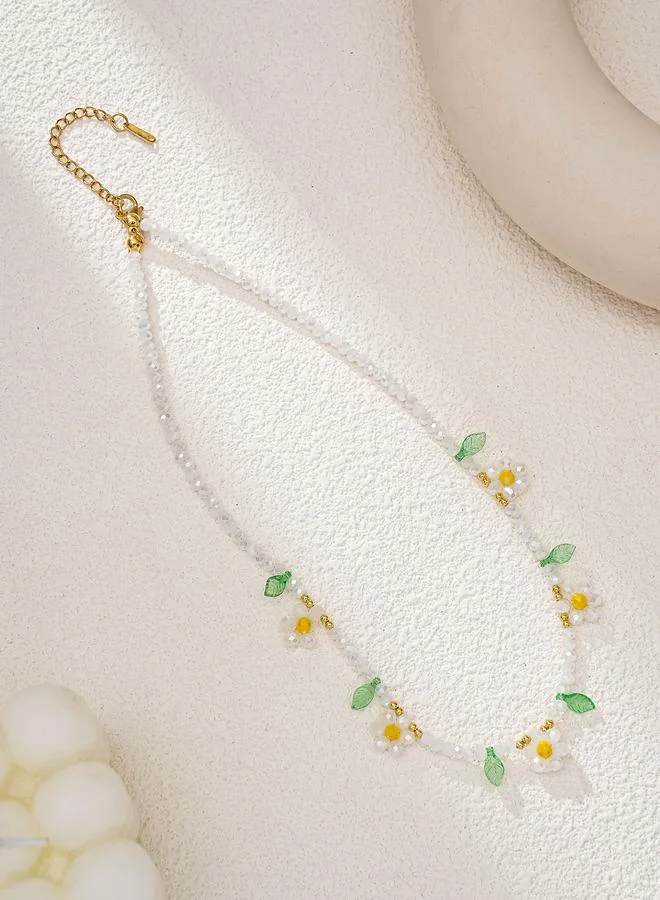 Take Two  Flower and Leaf Glass Beaded Necklace for Women | Best Price UAE