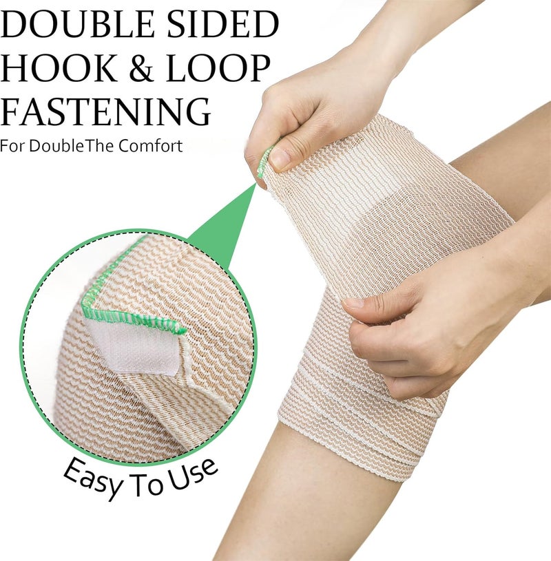 Minatee 6 Pack Elastic Bandage Wrap 6 Inch Wide Compression Elastic Bandage Wrap with Hook and Loop Fasteners at Both Ends Support and First Aid for Sports Sprained Medical and Injury Recovery - Image 4
