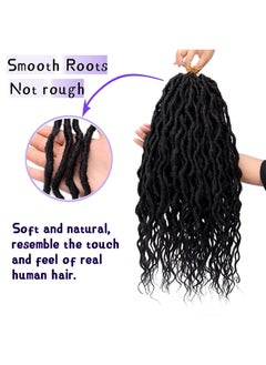 LOSMOEER LOSMOEER Faux Locs Crochet Hair 12 Inch, 6 Packs Goddess Locs Crochet Hair for Women, Soft Locs Pre Looped Crochet Braids with Wavy Curly Ends Boho Locs Synthetic Braids Extensions (#1B)  - Image 4