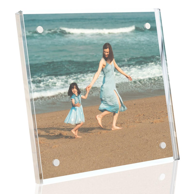HELPLEX Picture Frames  1 Pack 4x4 inch Acrylic Picture Frame Clear 4 x 4 Photo Frames Magnetic Picture Frames Ready for Tabletop Display  Effectively Protect Photos from Fading and Yellowing - Image 1