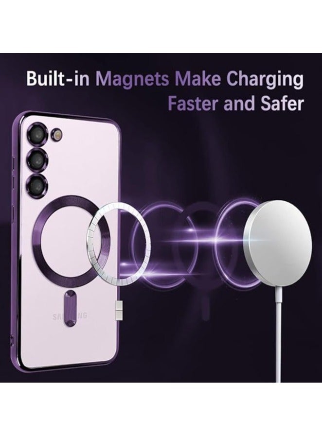 MIGOFAST Magnetic Clear Case for Samsung Galaxy S24 Plus with Camera Lens Protector Magsafe Compatible Electroplated Soft TPU Shockproof Case for Galaxy S24 Plus Purple - Image 2