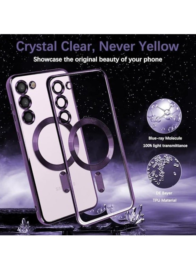 MIGOFAST Magnetic Clear Case for Samsung Galaxy S24 Plus with Camera Lens Protector Magsafe Compatible Electroplated Soft TPU Shockproof Case for Galaxy S24 Plus Purple - Image 3