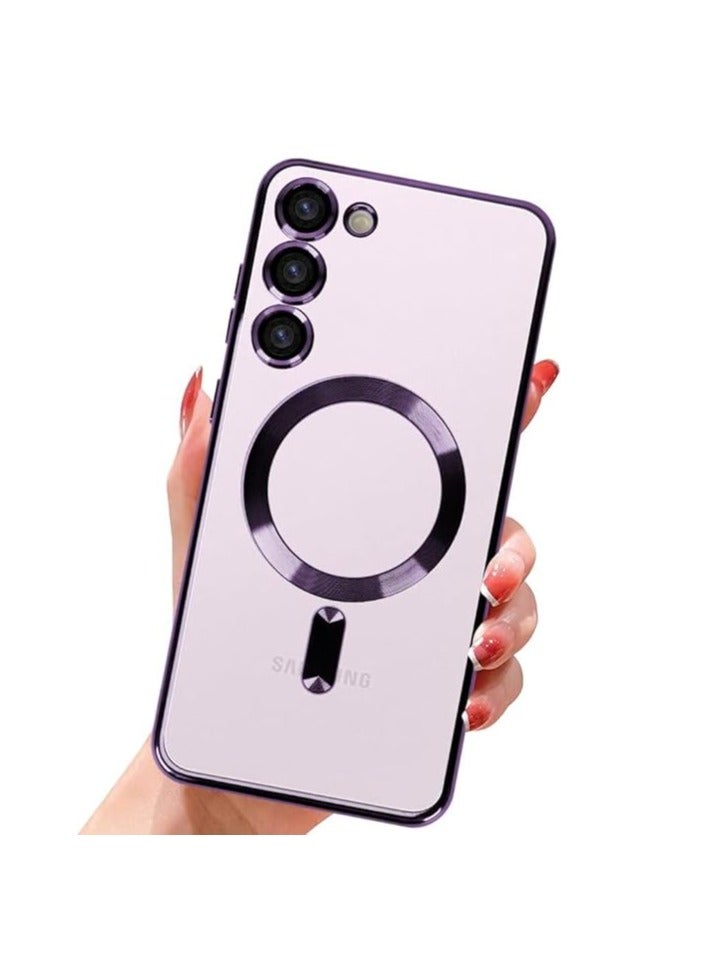 MIGOFAST Magnetic Clear Case for Samsung Galaxy S24 Plus with Camera Lens Protector Magsafe Compatible Electroplated Soft TPU Shockproof Case for Galaxy S24 Plus Purple - Image 4
