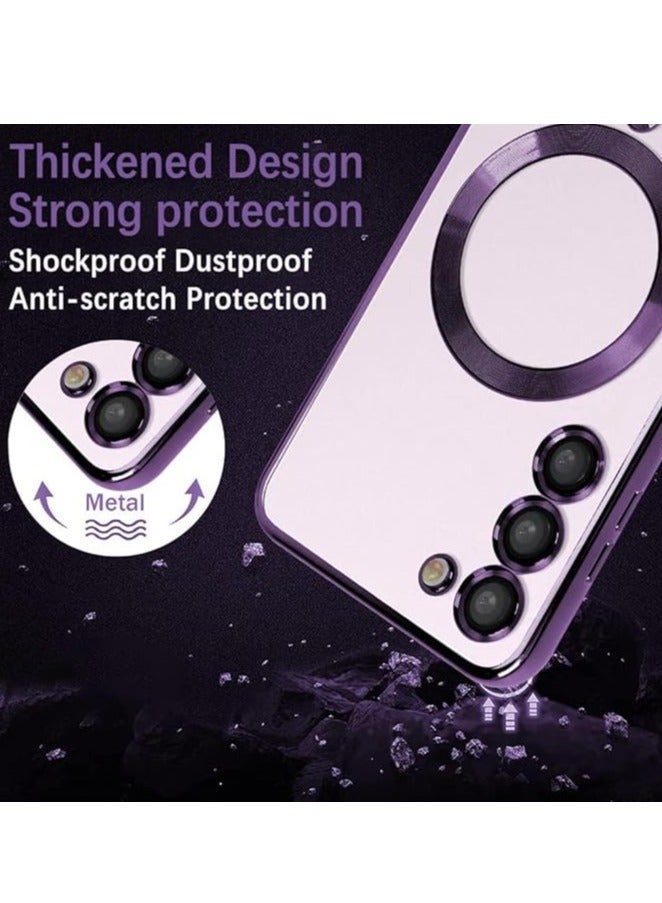 MIGOFAST Magnetic Clear Case for Samsung Galaxy S24 Plus with Camera Lens Protector Magsafe Compatible Electroplated Soft TPU Shockproof Case for Galaxy S24 Plus Purple - Image 5