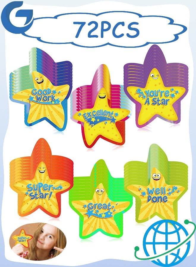 MXN 72 Pcs Adhesive Reward Stickers for Kids, Encourage Stickers Star Adhesive Award Badges Kids Reward Label for for School Classroom Teacher Supplies, Educational and Learning Activities - Image 1
