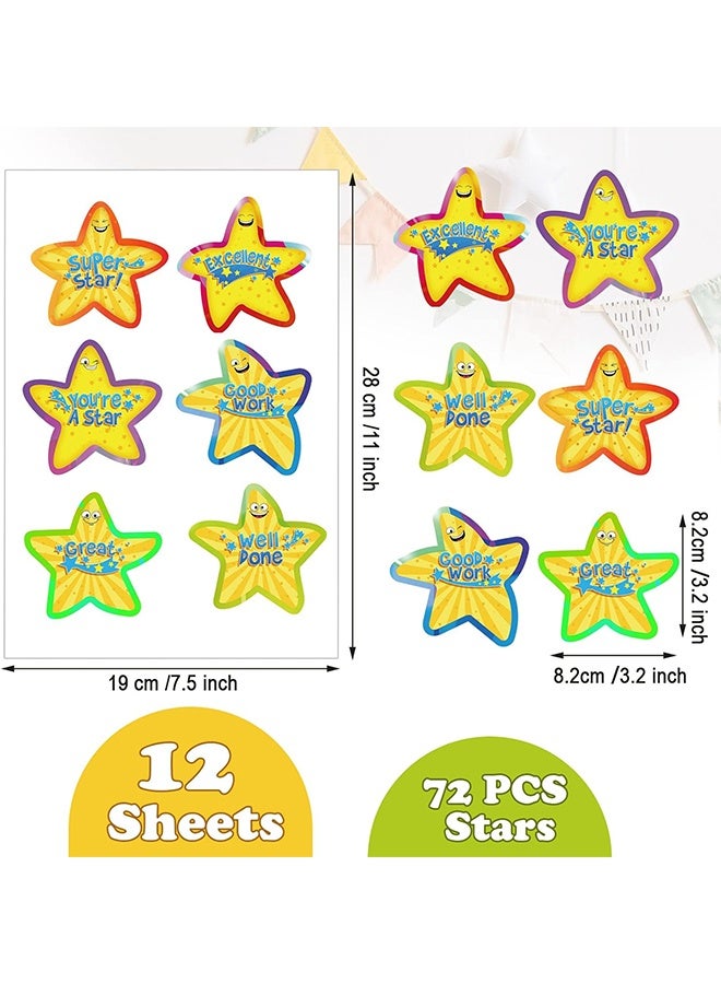 MXN 72 Pcs Adhesive Reward Stickers for Kids, Encourage Stickers Star Adhesive Award Badges Kids Reward Label for for School Classroom Teacher Supplies, Educational and Learning Activities - Image 2