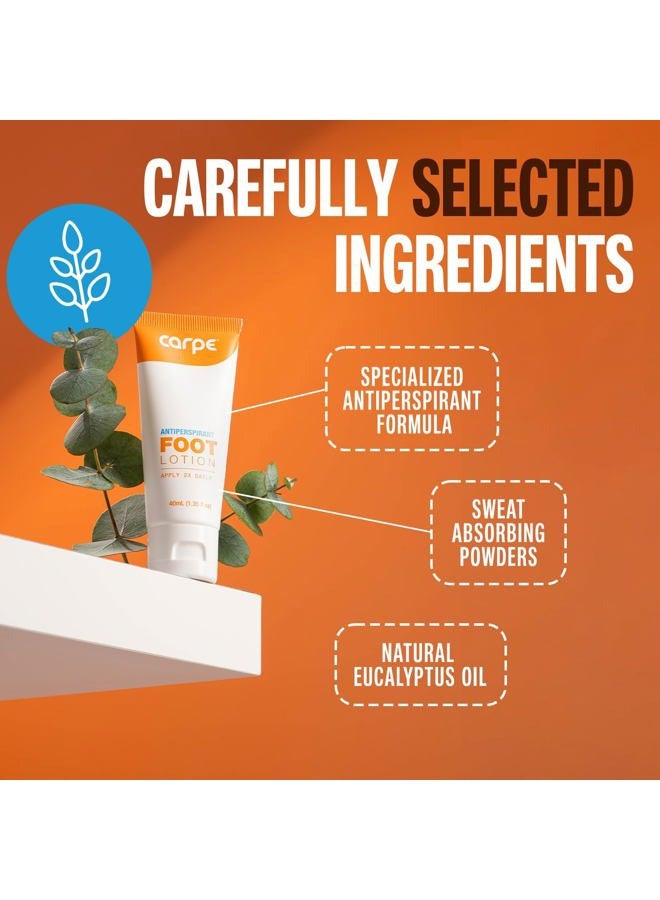 Carpe Antiperspirant Foot Lotion 3 Tubes WITH FREE APPLICATOR, A dermatologist-recommended solution to stop sweaty, smelly feet, Helps prevent blisters, Great for hyperhidrosis - Image 2