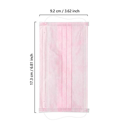 Wecolor 100 Pcs Disposable 3 Ply Earloop Face Masks, Suitable for Home, School, Office and Outdoors (Pink) - Image 5