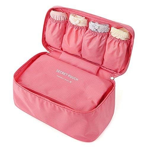 TS WITH TECHSUN TS WITH TECHSUN Multifunctional Polyester Bra Innerwear Underwear Panties Toiletries Organizer Bag Slide Portable Cosmetics Makeup Lingerie Toiletry Travel Bag Pouch Light Pink - Image 5