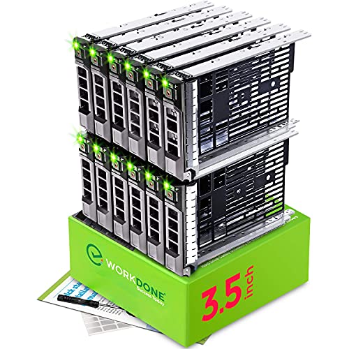 WORKDONE 12-Pack - 3.5" Hard Drive Caddy - Compatible for Dell PowerEdge Selected 11-13th Gen Servers - with Installation Manual - Front Sticker Labels - Screwdriver - Strong Tray Screws - Image 1