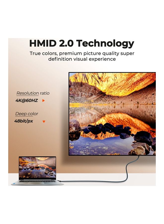 جوي روم كابل محول Sy-20H1 من HDMI إلى HDMI (بدقة 4K@60Hz) رمادي - Image 5