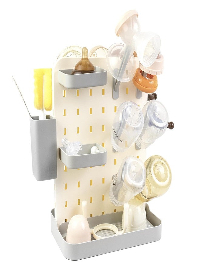 AKS B2C Larger Baby Bottle Drying Rack Space Saving Countertop Vertical Rack with Brushes Holder - Image 2