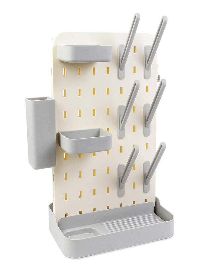 AKS B2C Larger Baby Bottle Drying Rack Space Saving Countertop Vertical Rack with Brushes Holder - Image 1