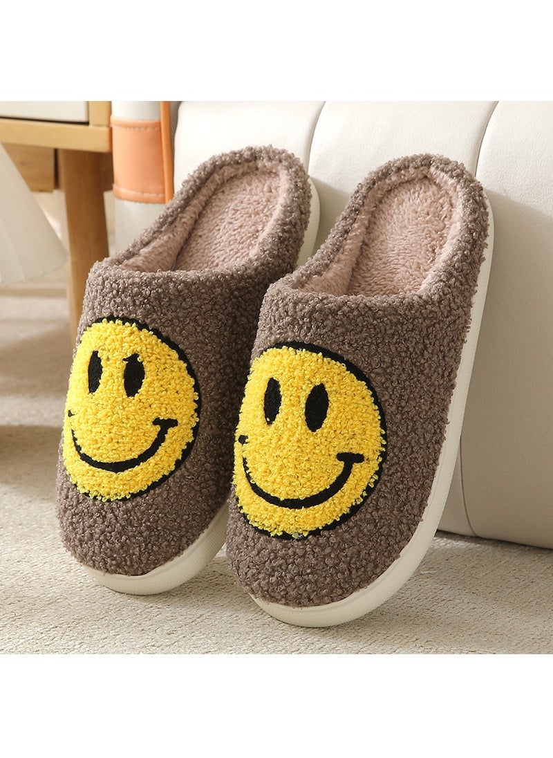 Cartoon Happy Smile Face Fluffy House Slippers Home Indoor