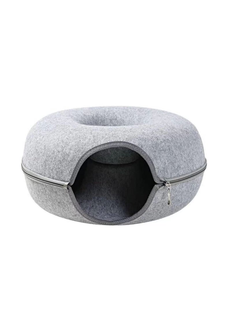 Generic - 2-in-1 Cat Bed for Indoor Cats-Cat Bed Cave Cat Toy Interactive Hide-Way with Circle Tunnel Design and Round Donut Shape for Indoor Cats and Kittens(2-3 Cats) - Image 1