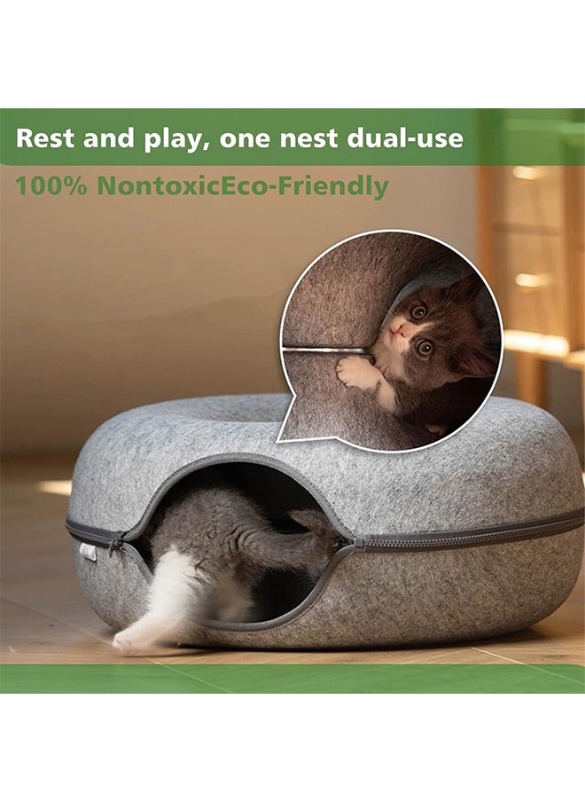 Generic - 2-in-1 Cat Bed for Indoor Cats-Cat Bed Cave Cat Toy Interactive Hide-Way with Circle Tunnel Design and Round Donut Shape for Indoor Cats and Kittens(2-3 Cats) - Image 1