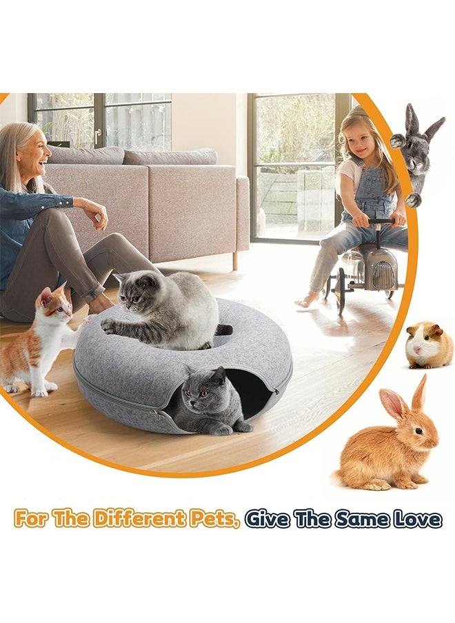 Generic - 2-in-1 Cat Bed for Indoor Cats-Cat Bed Cave Cat Toy Interactive Hide-Way with Circle Tunnel Design and Round Donut Shape for Indoor Cats and Kittens(2-3 Cats) - Image 1