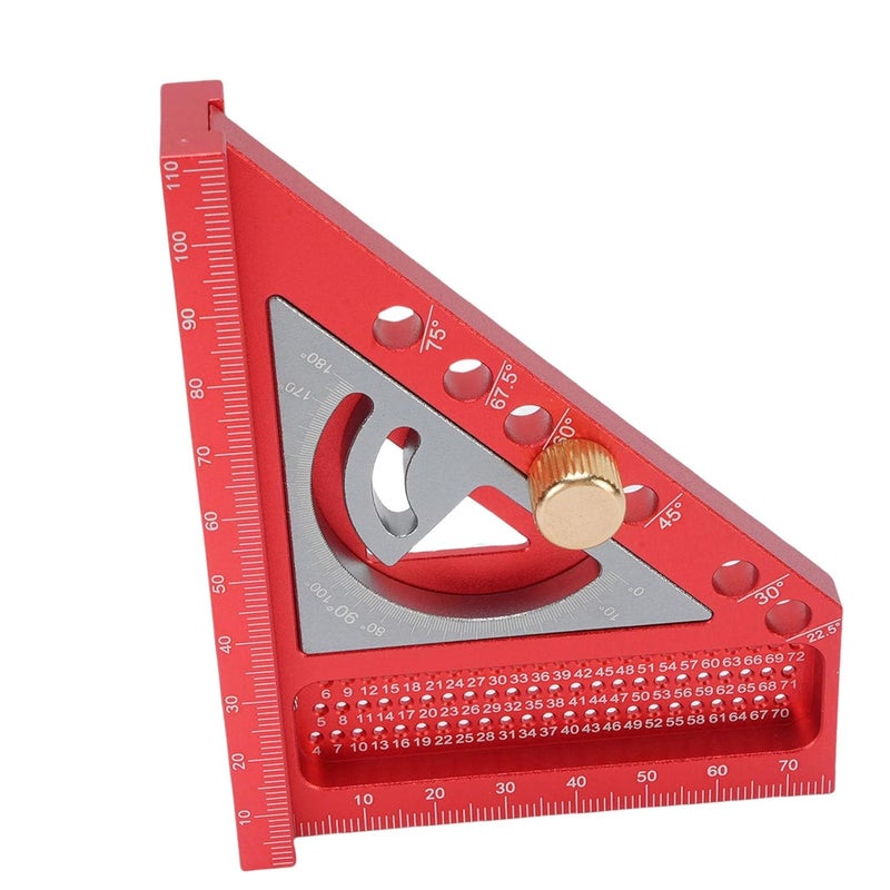 Multi Angle Measuring Ruler 0 180 Degree High Hardness Anodized Aluminum Alloy Woodworking Square Red and Gray - Image 5