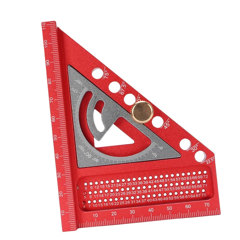 Multi Angle Measuring Ruler 0 180 Degree High Hardness Anodized Aluminum Alloy Woodworking Square Red and Gray - Image 3