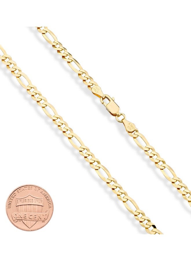 Miabella Solid 18K Gold Over Sterling Silver Italian 5mm Diamond-Cut Figaro Link Chain Necklace for Women Men, 925 Made in Italy (20 Inches) - Image 1