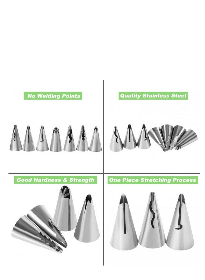 Yakumuz 7 Pieces Pleated Skirt Piping Nozzles Set, Yakumuz Stainless Steel Russian Nozzles Tips Piping Set For Pastry Fondant, Cake Decorating Supplies Baking Set Tools - Image 5