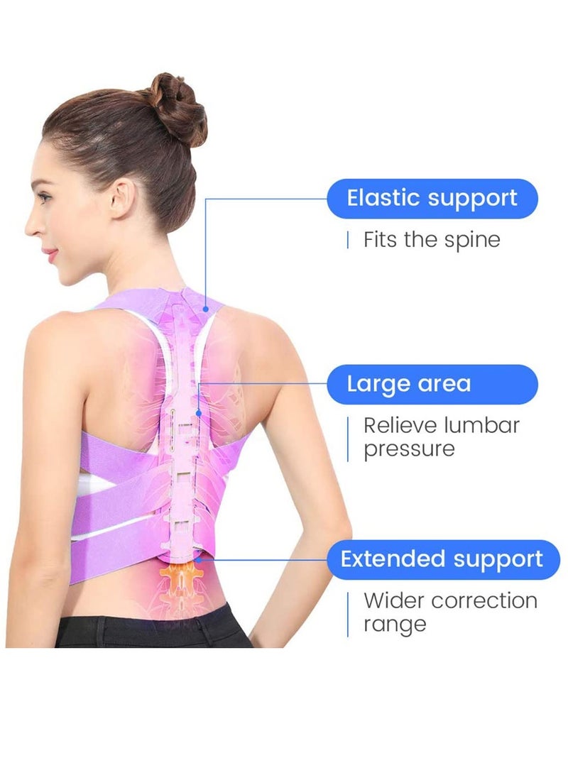 KASTWAVE Posture Corrector for Women, Extended Backplate Back Straightener, Adjustable Upper Back brace for Neck Shoulder Pain Relief and Clavicle Support, Pink - Image 3
