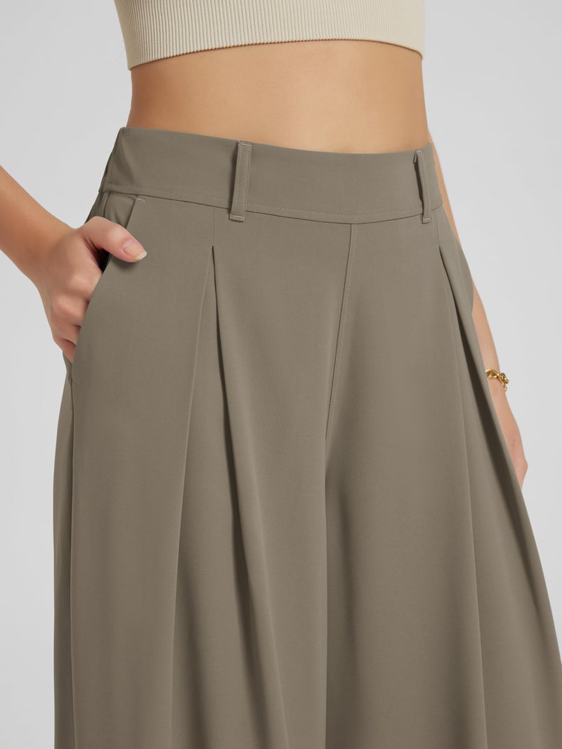 ODODOS Pleated Wide Leg Pants for Women Flowy Lightweight High Waist Trouser with Pockets-29 Inseam, Dune, Medium - Image 5