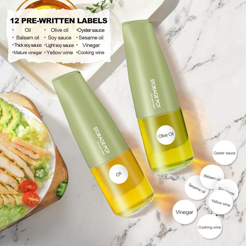 KELVEE Auto Flip Olive Oil Dispenser Bottle Pack of 1, Leak proof Vinegar Glass Condiment Container With Automatic Cap and Stopper,Non-Drip Spout,Non-Slip Handle for Kitchen Cooking Multicolor (600ml) - Image 1