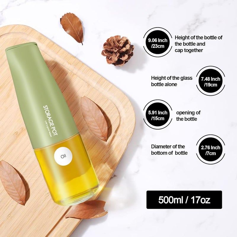 KELVEE Auto Flip Olive Oil Dispenser Bottle Pack of 1, Leak proof Vinegar Glass Condiment Container With Automatic Cap and Stopper,Non-Drip Spout,Non-Slip Handle for Kitchen Cooking Multicolor (600ml) - Image 5