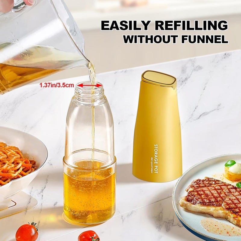 KELVEE Auto Flip Olive Oil Dispenser Bottle Pack of 1, Leak proof Vinegar Glass Condiment Container With Automatic Cap and Stopper,Non-Drip Spout,Non-Slip Handle for Kitchen Cooking Multicolor (600ml) - Image 4