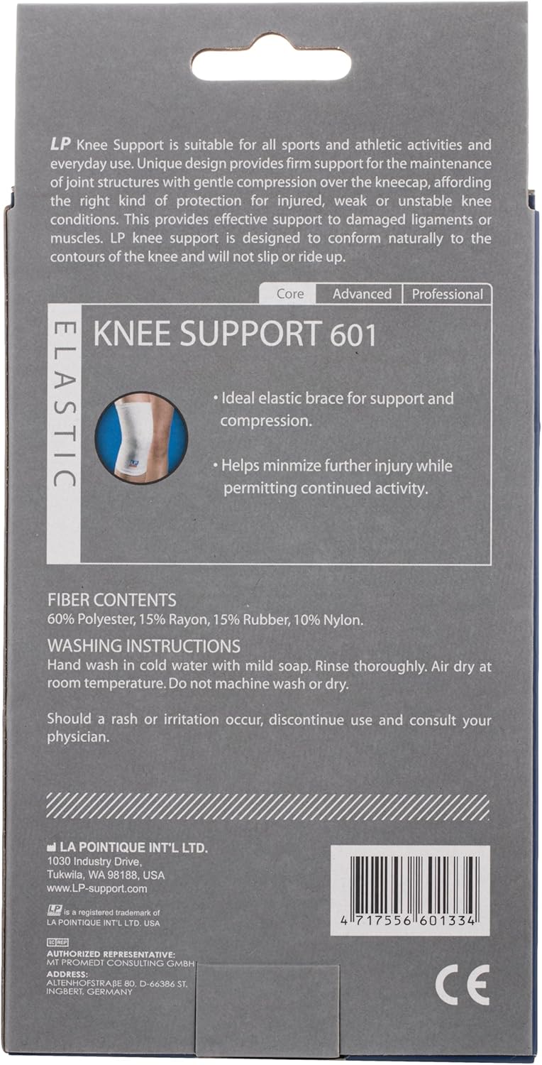 LP Support 601 Elasticated Knee Support - White - Image 2