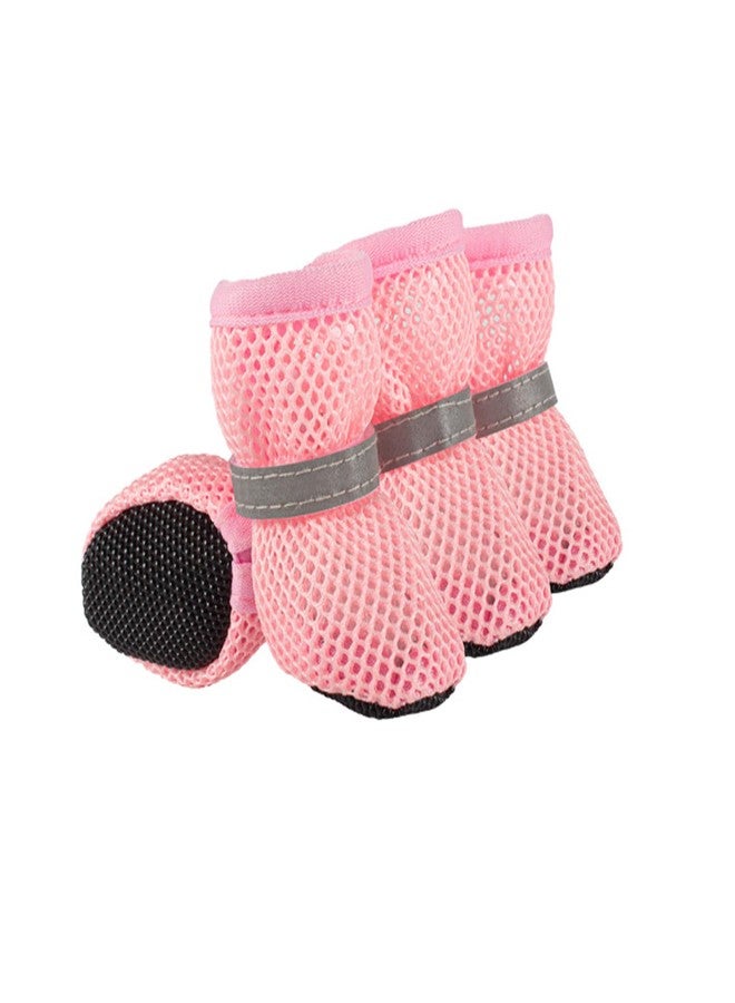 BECHANMIG Dog Shoes Breathable Mesh Boots,Summer Breathable Dog Boots Nonslip Sole Paw Protector for Small Medium Dogs_M(Pink) - Image 2