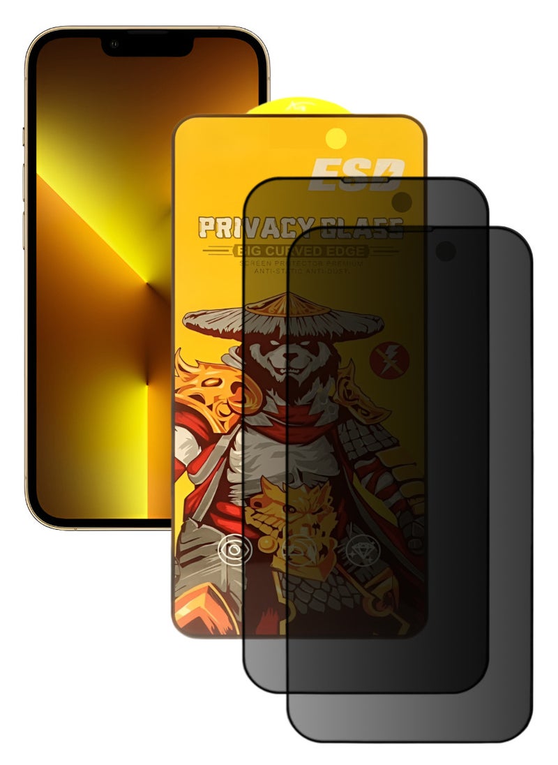 ESD 2 Pieces Tempered Dustproof Privacy Glass Screen Protector Compatible For iPhone 13 Pro Max - Image 1