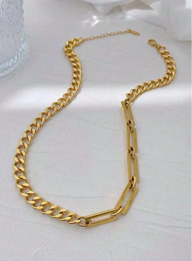 Women's Elegant Gold Stainless Steel Necklace u0026 Bracelet Jewellery Set - Image 4