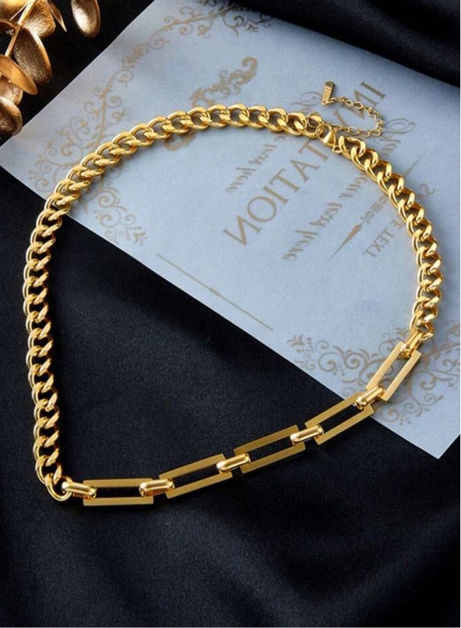 Women's Elegant Gold Stainless Steel Necklace u0026 Bracelet Jewellery Set - Image 2
