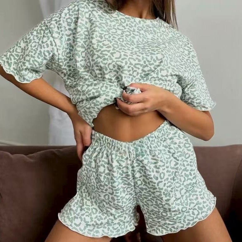 Women's Leopard Print Pajama Set - Grey - Image 3