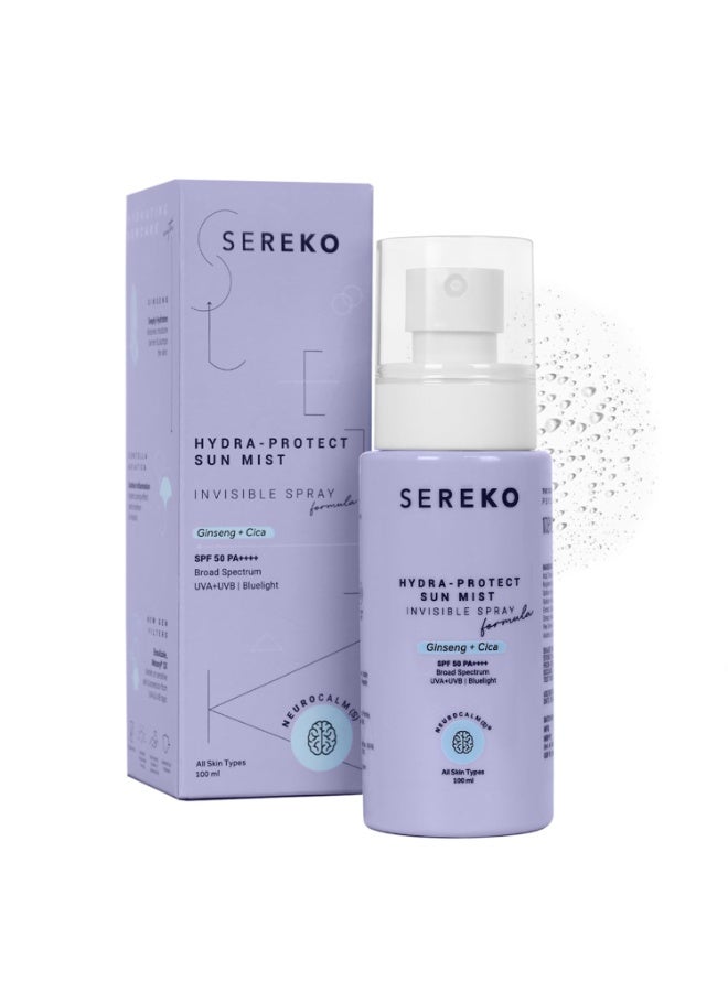 Sereko Hydra-Protect Sun Mist|  Face Sunscreen Spray SPF 50 PA++++ | Invisible, Non-Greasy, 24-Hour Hydration & Cooling | UVA, UVB & Blue Light Protection | All Skin Types for Women & Men - 100ml - Image 1