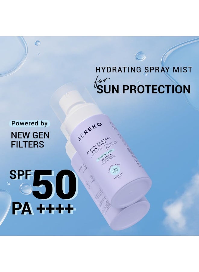 Sereko Hydra-Protect Sun Mist|  Face Sunscreen Spray SPF 50 PA++++ | Invisible, Non-Greasy, 24-Hour Hydration & Cooling | UVA, UVB & Blue Light Protection | All Skin Types for Women & Men - 100ml - Image 3