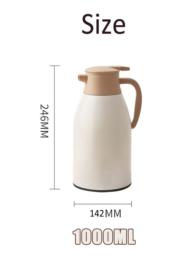 1000ml Coffee And Tea Vacuum Flask,Thermos Bottle,Seven layer insulated kettle,Vacuum Flask,Elegant design for coffee and tea and superior thermal insulation to maintain heat for 48 hours,The button type pouring dustproof spout is thickened and very suitable for use by families, offices, travelers, and the elderly  - Image 2