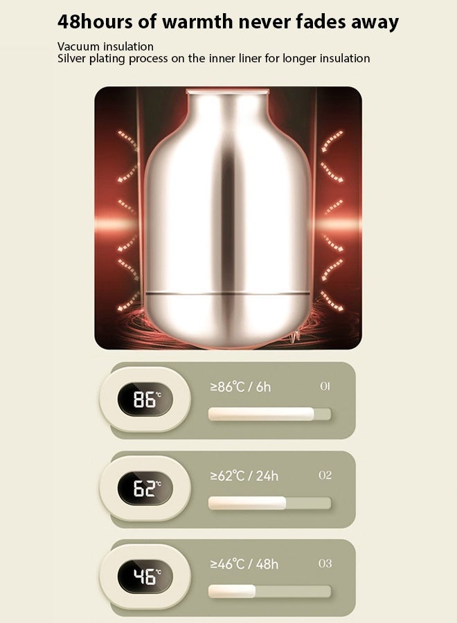 1000ml Coffee And Tea Vacuum Flask,Thermos Bottle,Seven layer insulated kettle,Vacuum Flask,Elegant design for coffee and tea and superior thermal insulation to maintain heat for 48 hours,The button type pouring dustproof spout is thickened and very suitable for use by families, offices, travelers, and the elderly  - Image 3
