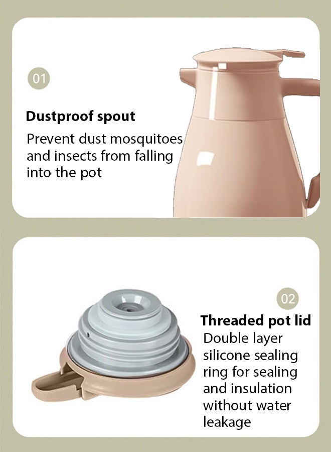 1000ml Coffee And Tea Vacuum Flask,Thermos Bottle,Seven layer insulated kettle,Vacuum Flask,Elegant design for coffee and tea and superior thermal insulation to maintain heat for 48 hours,The button type pouring dustproof spout is thickened and very suitable for use by families, offices, travelers, and the elderly  - Image 5