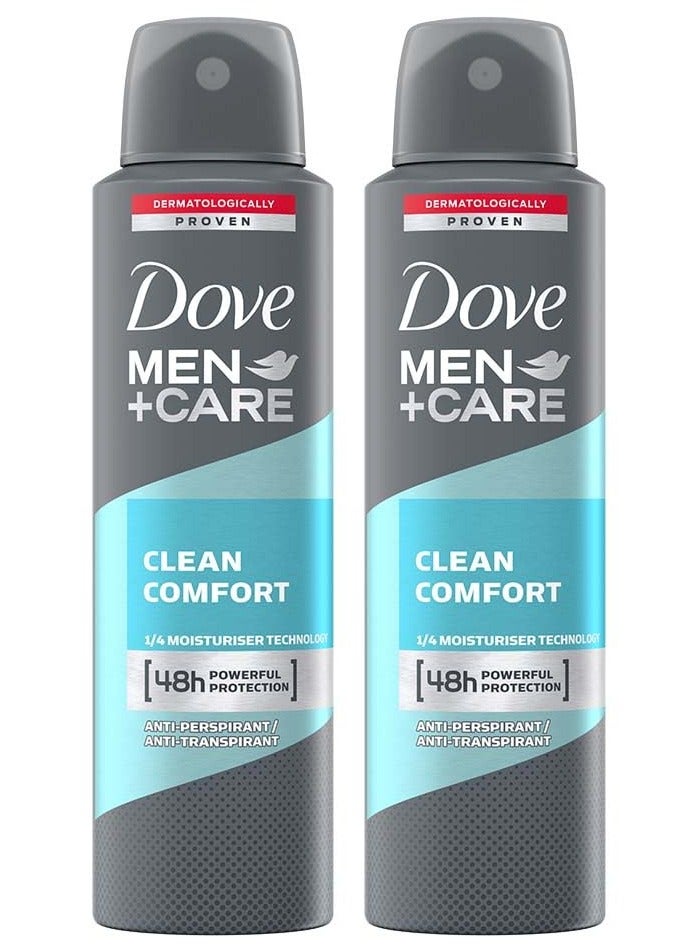Dove Men + Care Clean Comfort 48H Powerful Protection Spray 2 x 250ml