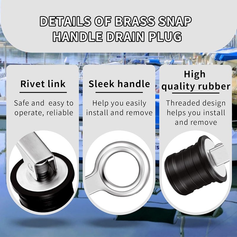 Honoson 2 Pieces Stainless Steel Drain Snap Plug Boat Drain Plug for Drains (1 Inch) - Image 3