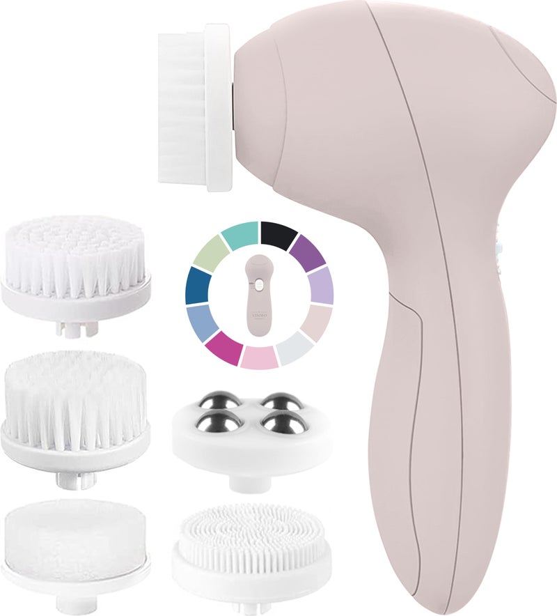 VISOFO Facial Cleansing Brush Face Scrubber Exfoliating Cleaning Skin Care Cleanser Wash Women Girls Electric Beauty Powered Exfoliator Skincare Spin Tools Scrub Washer Self Care by VISOFO (Rose Quartz) - Image 1
