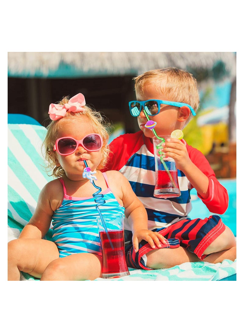 Straws Reusable Solar System Plastic Straws Rocket Spaceship Astronaut Satellite Planet Straws for Birthday Party Baby Shower Favors Decorations 24 Pieces - Image 5