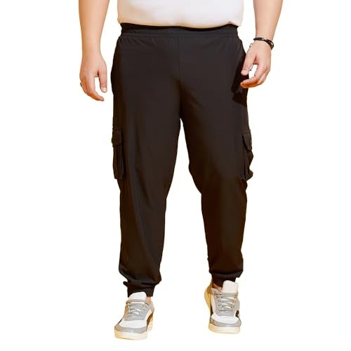 Bigbanana Plus Size Men's Regular Fit Solid Trackpants (Kelvin-Black,Black,4XL) - Image 1