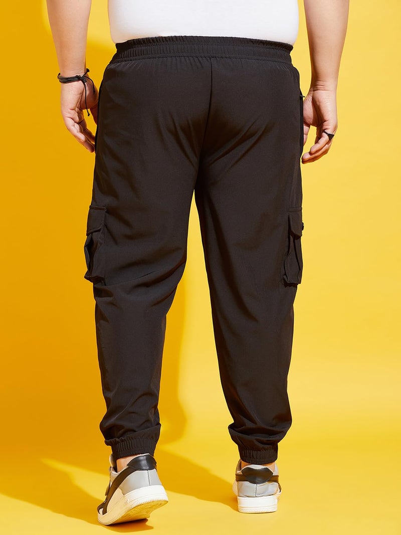 Bigbanana Plus Size Men's Regular Fit Solid Trackpants (Kelvin-Black,Black,4XL) - Image 5