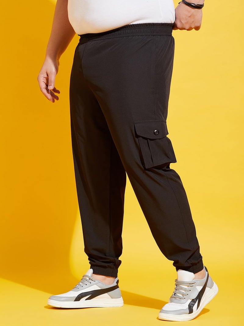 Bigbanana Plus Size Men's Regular Fit Solid Trackpants (Kelvin-Black,Black,4XL) - Image 3